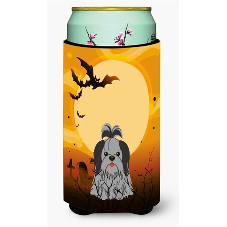 Carolines Treasures Halloween Shih Tzu Black and Silver Tall Boy Beverage Insulator Hugger BB4355TBC